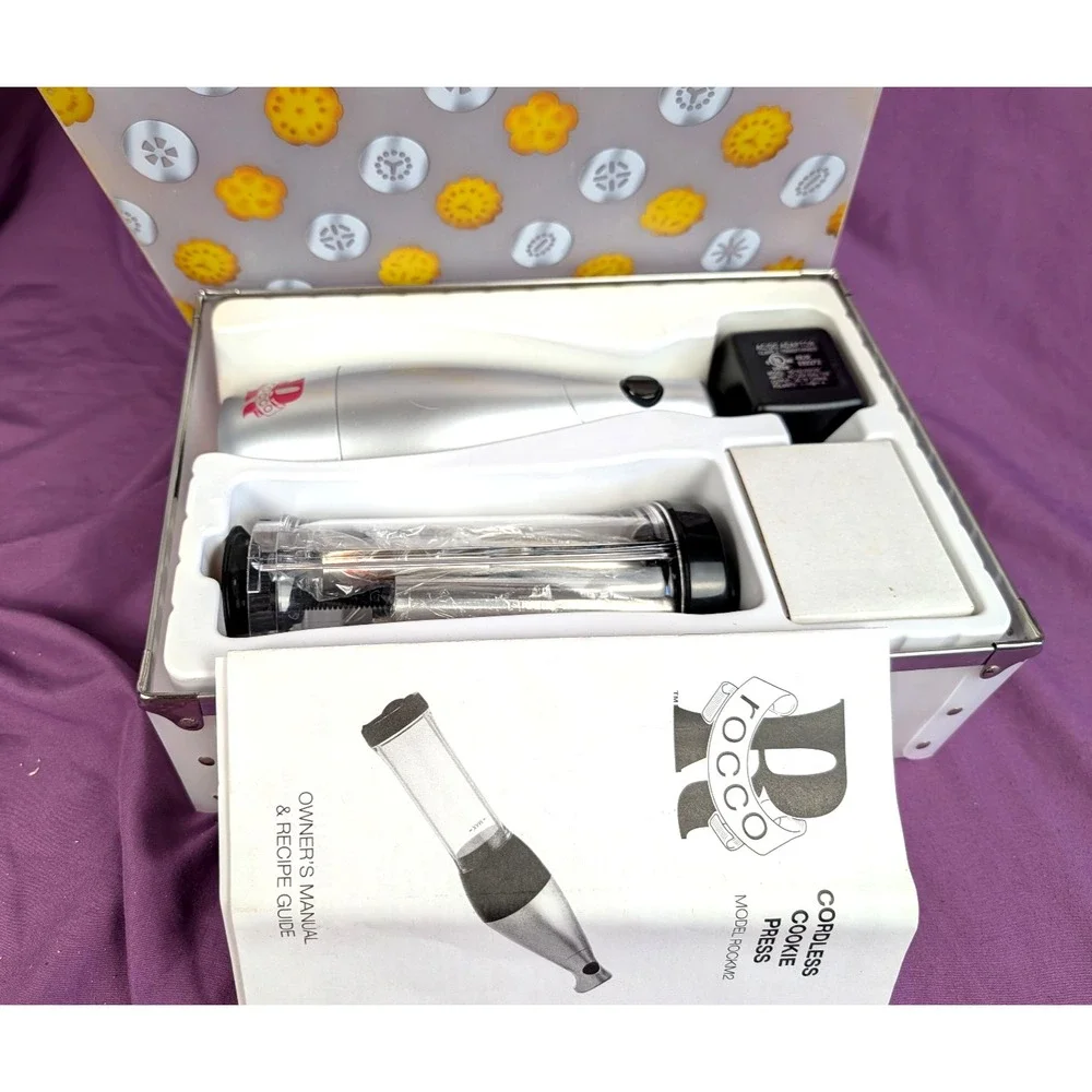 Rocco Cordless Battery Powered Cookie Press Shooter Quick 12 Disks - tested